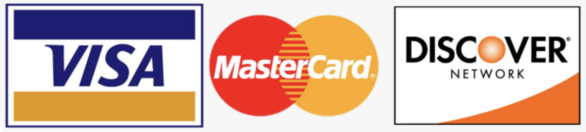 credit cards: visa, mastercard, discover