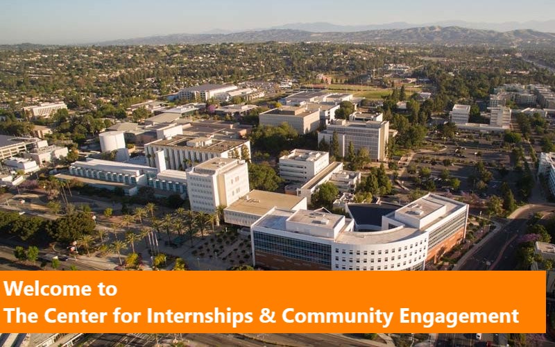 CSUF with text Welcome to the Center for Internships and Community Engagement