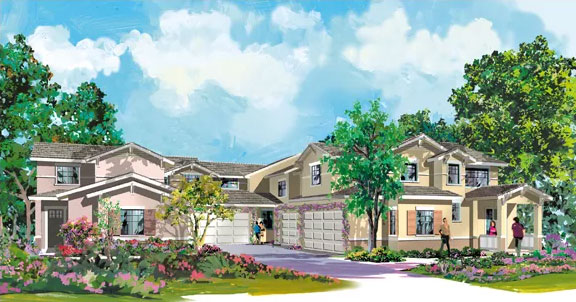 Artistic rendering of attached homes