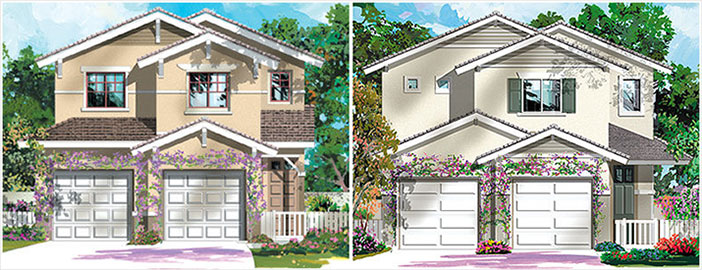 Artistic rendering of detached homes