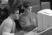 Students at computer terminal