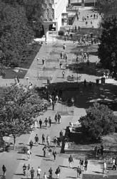 Campus scene, looking north to library