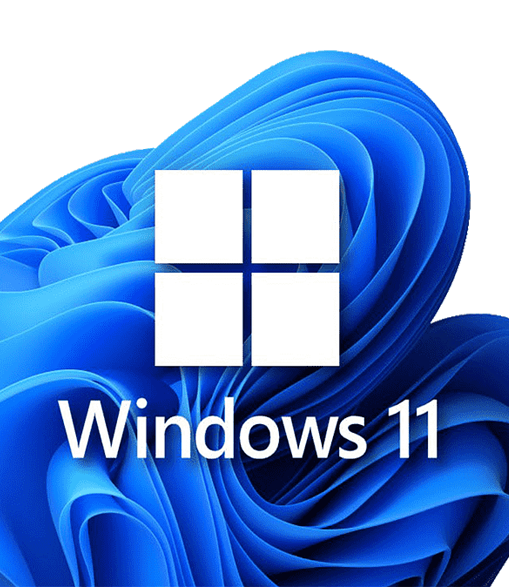A graphic image displaying the Microsoft Logo and the words Windows 11