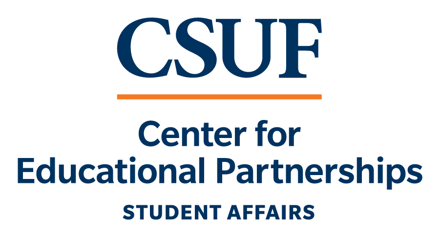 CSUF letters displayed on top of an orange line and Center for Educational Partnerships text